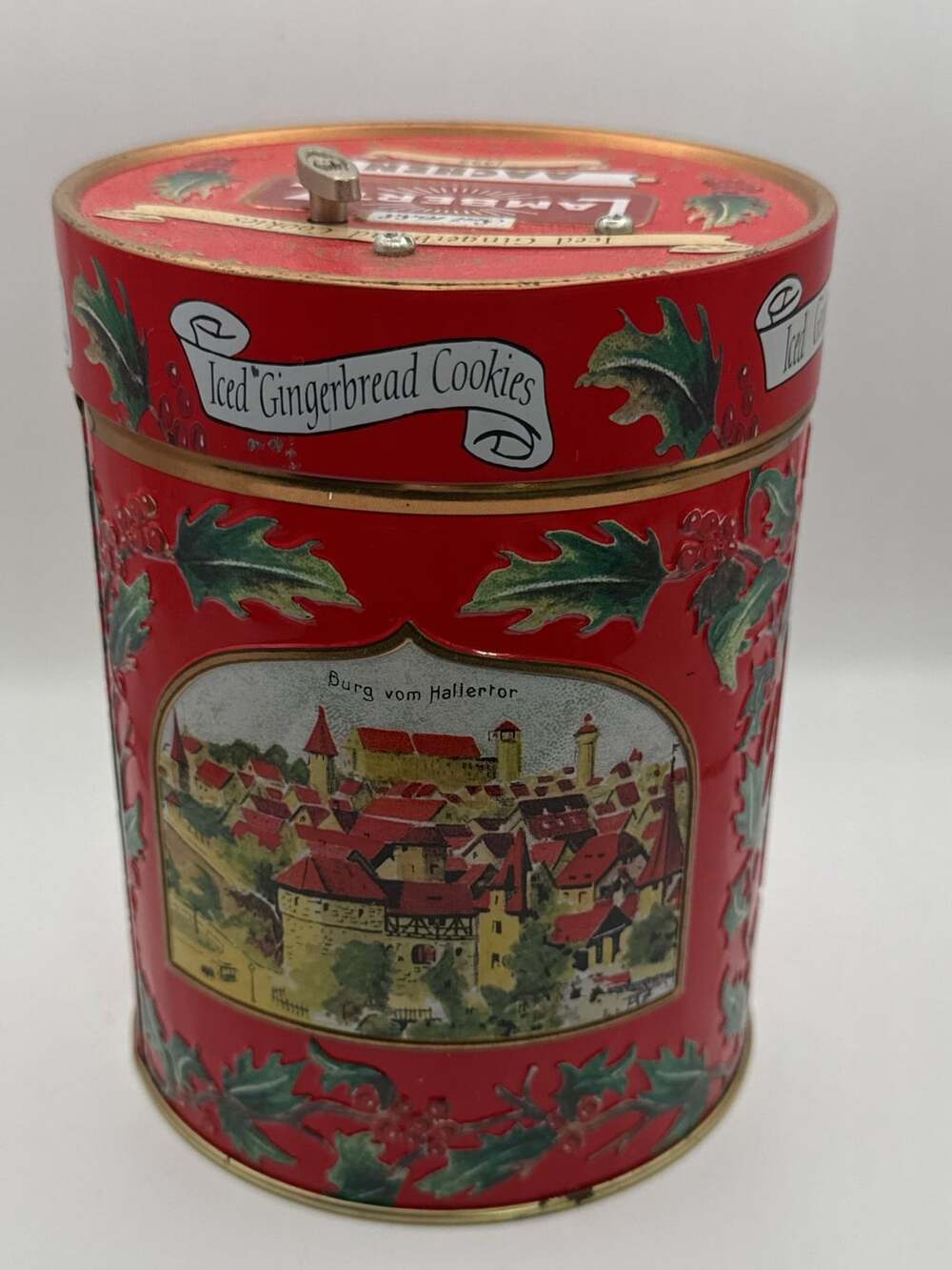 Lambertz Aachen 1999 Iced Gingerbread Cookie Music Box Tin